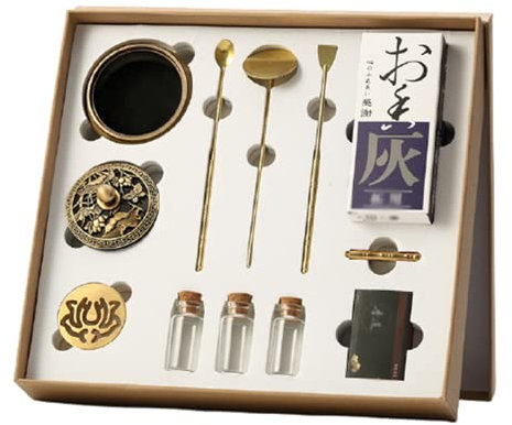 Cloixon Weihrauch Brennen Set, 12teile/Satz Messing Weihrauch Brenner Kegel Form Set für Anfänger Yoga-Meditation, handgemachte Weihrauch Form Werkzeug Weihrauch Dichtung Ofen nach Hause Duft Zubehör