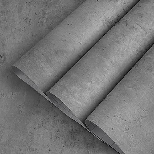 TOTIO Tapete mit Grauer Betonstruktur 60CMx9M Matte Verdickung Wasserdichtes Selbstklebendes Tapete im Industriestil Wandaufkleber mit Zementmuster DIY Vinyl Dekorpapier für Büro Miethaus Geschäft
