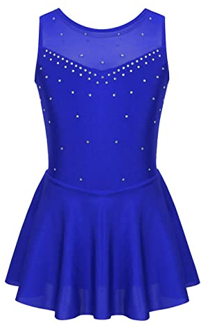 iiniim Vestido de Patinaje sobre Hielo para Niñas Vestido Danza Ballet A Azul 11-12 años