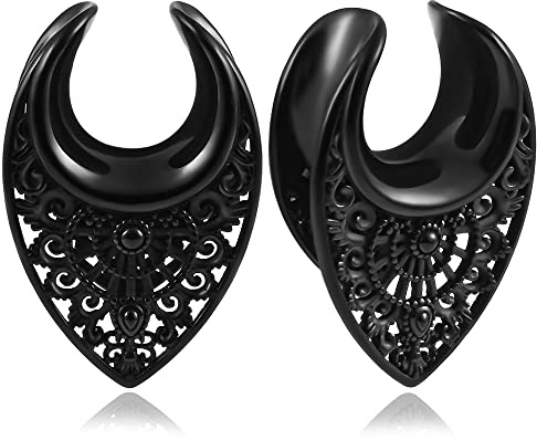 Vankula örontunnel kött plugg sadel ihåligt rostfritt stål för sträckt expander öronpiercing 8 mm till 25 mm, 10mm(00G), Metall