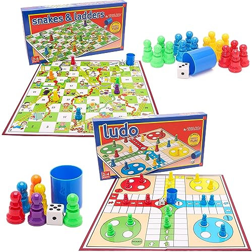 Toyland® Classic Family Favourites Board Game Bundle - Snakes And Ladders & Ludo - Suitable Ages 3+