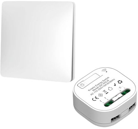 SPORWAY Lot d'interrupteurs muraux sans fil, sans piles, avec récepteur, étanchéité IP44, pour l'intérieur et l'extérieur