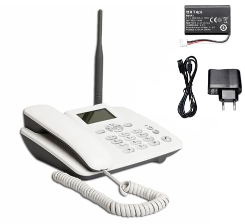 Sunydog Teléfono Inalámbrico Fijo 4G, Soporte GSM 850/900/1800/1900 MHz, Teléfono de Escritorio con Radio Reloj, Función SMS, Negro/Blanco, Modelo F317