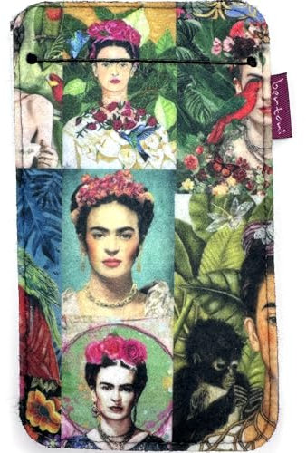 Arco Design bertoni Frida Handysocke aus Stoff und Filz z.B. für iPhone, Galaxy, Pixel Smartphone Tasche - Bunte Handytasche mit Motiv (Modern Frida, 10x17,5 cm)