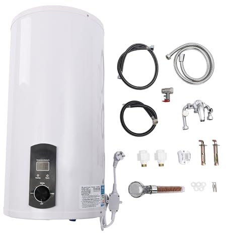 Elektro Warmwasserspeicher 80L 100L 120L 220V 2000W Speicher Elektrospeicher Warmwasserboiler wandhängender Boiler Wasserboiler mit LED-Bildschirm für Küche Garten Bad Wohnwagen (80L)