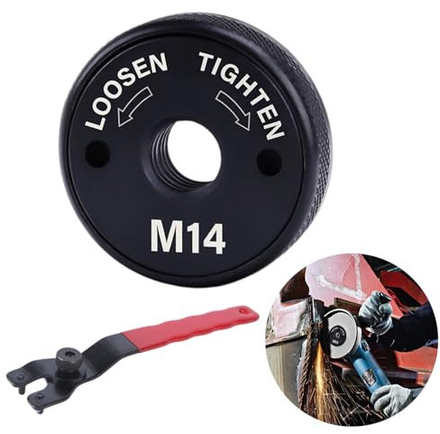 ZIGefofo Écrou à Dégagement Rapide SDS Clic M14 et Clé à Ergot pour Meuleuse Accessoires pour Toutes les Meuleuses D'angle d'AEG, Black & Decker, Dewalt, Flex, Hitachi, Metabo, Makita, etc.