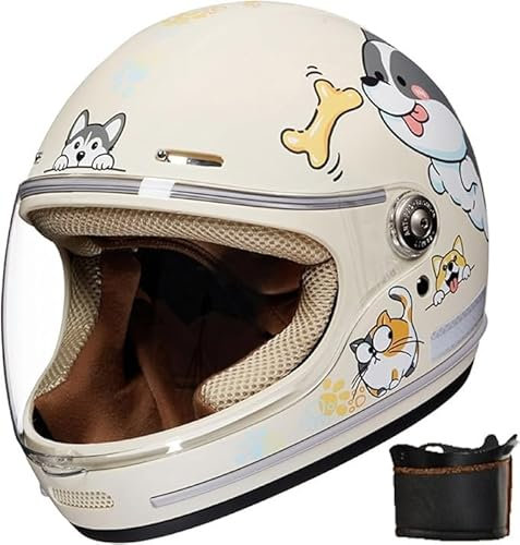 Casco de motocicleta para niños, casco integral de bicicleta con visera solar y bufanda extraíble, casco de scooter para niños y niñas de 3 a 12 años D,46-52CM