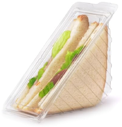 Tezraftaar® 500 x Deep Fill Sandwich Wedges 11cm x 11cm x 6cm Hinged Lid Sandwich Storage Container for Restaurants Catering Parties