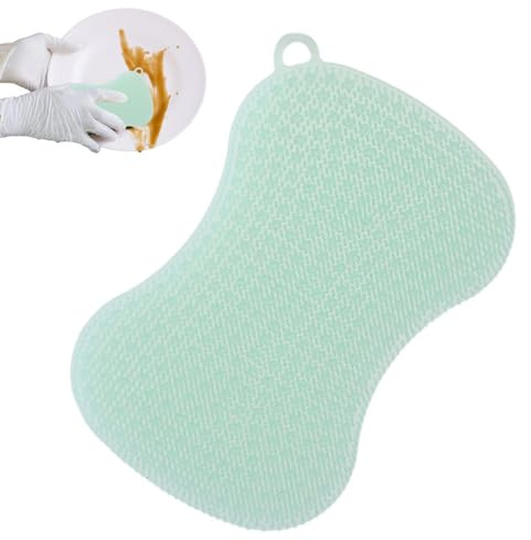 Cookwar - Spazzola in silicone per lavare i piatti, spugna in silicone per uso alimentare, spazzola per lavare i piatti, setole morbide, spugna in silicone per lavare i piatti
