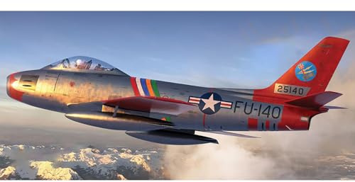 Level 2 Model Kit North American F-86F Sabre Aircraft with 2 Scheme Options 1/48 Plastic Model Kit by Airfix A08111