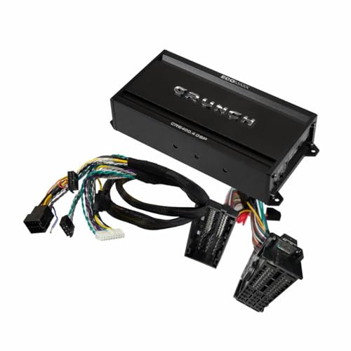 CRUNCH CRE400.4DSP-ISO.M24-4 CH klass A/B bilförstärkare – Kompatibel med Alfa Romeo, Citroen, Dodge, Fiat, Jeep, Opel, Peugeot – 4 x 50 W RMS och 6 CH 32-bitars DSP – Bluetooth för ångstrykning och