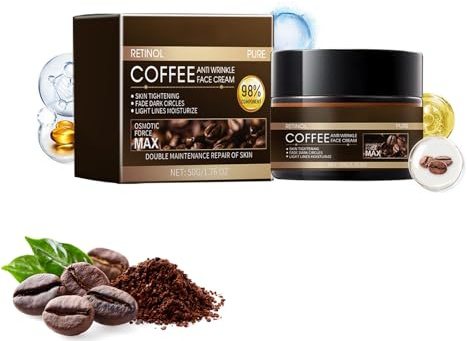 Hidratación Retinol Cafeína Crema Antiarruga, Crema facial antiarrugas de café, crema facial con cafeína, crema de cafeína cuidado nocturno, reparación profunda de la piel y retrasar el envejecimiento