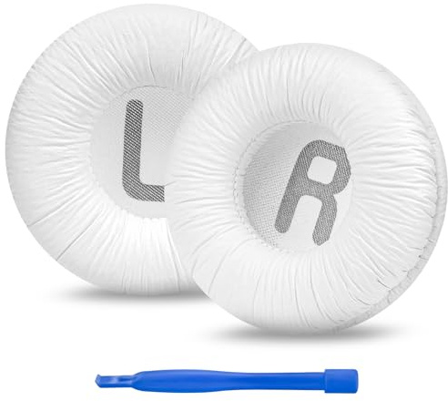 Linkidea ersättningsdynor för JBL JR300/300BT, T450BT/500BT, Tune 500, 500BT, 510BT, 520BT hörlurar, konstläder/vita
