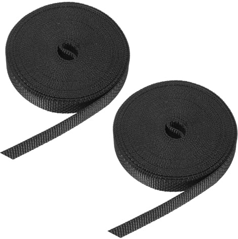 QUARKZMAN 2 st rullgardinsremmar 6 m, 14 mm, för persienner, bandrullar, dörrar, fönster, fönsterluckor, remband, persienner, rullgardiner, svart