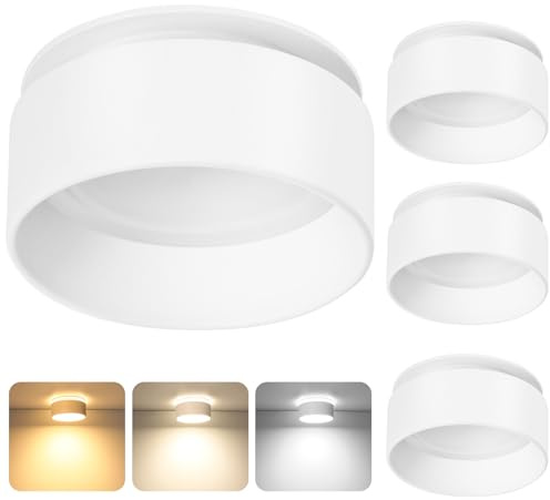 KYOTECH 4 Pack Focos LED de Techo Blanco Focos superficie techo Módulo LED reemplazable 3000K-6500K Blanco cálido 500LM Agujero 65-68mm para cocina, dormitorio, sala de estar