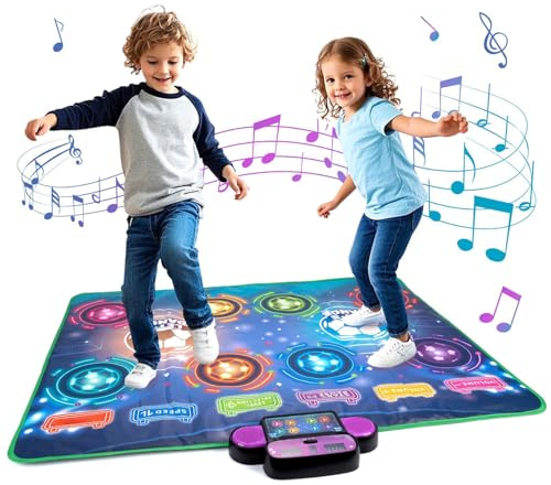 Oreilet Elektronisk Dansmatta, Dubbelspelardansmatta för Barn 3 4 5 6 7 8, Musikalisk Interaktiv Danstrappa för Barn Vuxna Pojkar Flickor, Pusselspel, Kroppsträning