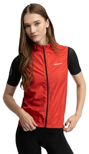 SIROKO - Chaleco Cortavientos de Ciclismo para Mujer V1-W Cordal - XS - Rojo