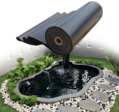 GOUZOO Pond Liner Lámina 400 x 500 cm Resistente Al Desgarro Pond Liner Lámina Estanque Fcil de Cortar para Estanques de Peces Fuentes de Corrientes y Jardines Acuáticos, Negro