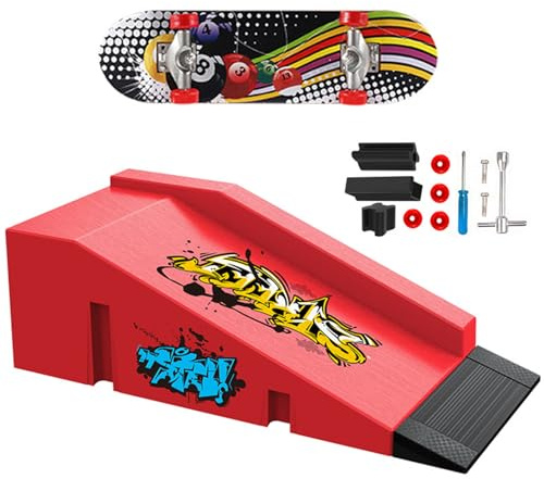JurciCat Mini Fingerboard Finger skateboard Ramp Tillbehörsset Med 1 Fingerskeeboard och Reservdelar Ultimate Sport Training Requisiten (B)