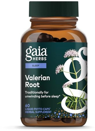 Gaia Herbs Valerian Root - Support for Calm & Relaxation to Prepare for Sleep* - with Valerian Root Extract - 60 Vegan Liquid Phyto-Caps (30 Servings)