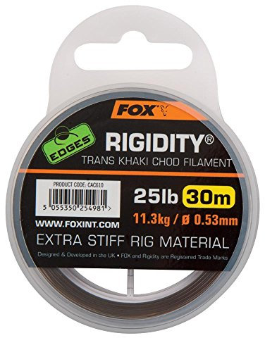 Fox Edges Rigidity Chod Filament 30m Trans/Khaki - Vorfachschnur, Durchmesser/Tragkraft:0.57mm / 30lb / 13.64kg Tragkraft