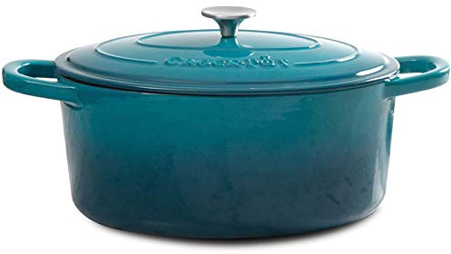 Crock-Pot Artisan Oval Enameled Cast Iron Dutch Oven, 7-Quart, Teal Ombre