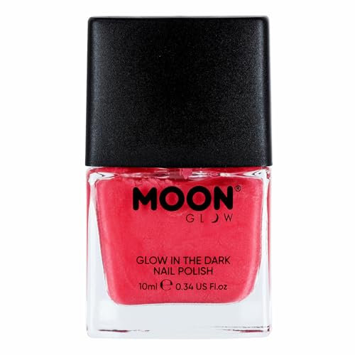 Moon Glow Esmalte de uñas que brilla en la oscuridad - 14ml - Esmalte de uñas fosforescente Rojo 1 Unidad (Paquete de 1)