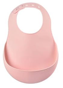BÉABA - Babylätzchen aus Silikon - Wasserdicht - Mehrfach verstellbare Halsweite - Flexibel und Leicht - Ultraweich - Einfach zu reinigen - Große Auffangschale - Rosa