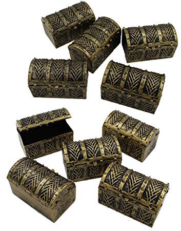 POHOVE 10 Pcs Mini Pirate,Kids Pirate Treasure Chest Toy Box,Vintage Pirate Jewelry Box Games Toy Set Locks Party Favors Props Decoration Treasure Chest,8x5cm