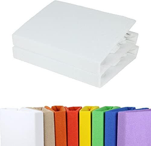 Gerald Wittmann Double Pack Fitted Sheets 2 x 90 x 200 - 100 x 200 cm, Terry Towelling, White