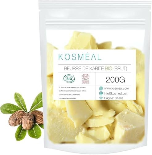 Beurre De Karité Brut BIO | Éco-Pack | 200G | Certifié COSMÉ BIO et Ecocert