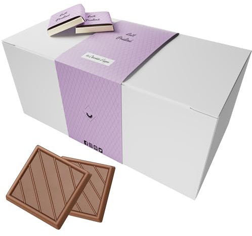 Coffret de Chocolats - Boîte de 70 Carrés de Chocolat Individuels au Lait et Praliné à Déguster ou Offrir - 100% Pur Beurre de Cacao - Fabriqué en France - 350 Gr