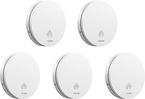 Meross Rauchmelder / Feuermelder mit 10 Jahre Batterie, Schlafzimmertauglich Brandmelder mit Stummschaltung und Selbsttest Funktion, Klein und Flach Design, Geprüft nach VDs DIN EN 14604,5pcs
