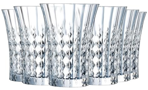 Cristal d'Arques Paris - Collection Lady Diamond - 6 Gobelets forme haute 36 cl - Brillance, Transparence et Haute Résistance - Fabriqués en France - Emballage renforcé, adapté à la vente en ligne