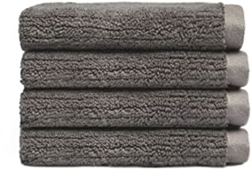 Cozy Earth Ribbed Washcloth Set - 60% Cotton 40% Viscose from Bamboo Bathroom Washcloths - Soft & Absorbent Textured Ribbed Pattern - 4 Pack Charcoal