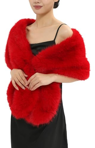 MELIFLUOS DESIGNED IN SPAIN Fur Collar Scarf for Women Faux Fur Scarves Neck Shrug for Fall Winter Coat Dress (FC06-13)