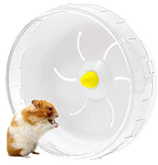 woojfcang Silent Hamster Wheel Hamster Toys,Plastic Spinner Hamster Exercise Wheel for Syrian/Dwarf Hamster Gerbil Rats Squirrel Guinea Pig Gerbil,Running Wheel Toy for Small Animal,Pets (Transparent)