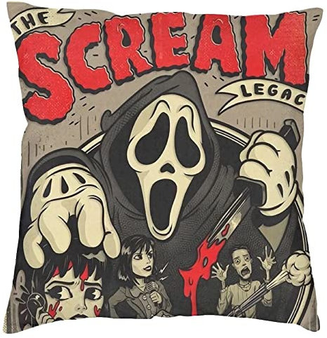 The Beach Stop Ghostface Scream Scary Horror Movie Themed Cushion Cover | Unique Home Decor Inspo Gift Idea | 45x45cm 18x18” | The Scream Legacy