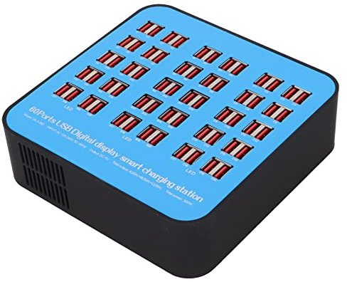 Estación de Carga Rápida USB de 60 Puertos con Chip Inteligente, Protección contra Sobretensiones y Compatibilidad Global para Múltiples Dispositivos, Adecuada para Hoteles,