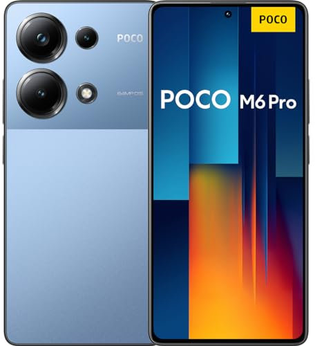 XIAOMI Poco M6 Pro - Smartphone de 12+512GB, Pantalla AMOLED de 6.67” 120Hz FHD+, MediaTek Helio G99-Ultra, Triple cámara de hasta 64MP, 5000mAh, Azul (Versión ES)