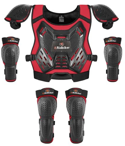 Kids Dirt Bike Gear Armor Vest Suit, Motorcycle Chest Protector with Knee Elbow Pads, Youth Riding Protective Gear for Motocross Cycling Skating Ski Off-Road