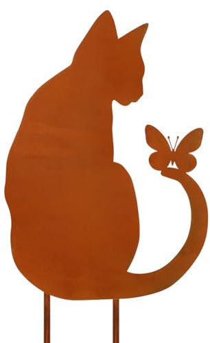 TaleMoon Chat Decoration Exterieur Rouillé,1 Chat Decoration Jardin de Rouillé,Chat Métal Rouille décoration de Jardin,Rouillé Déco Chat,Decoration Jardin Exterieur Metal,Déco Jardin Métal Rouillé