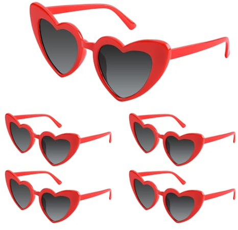 Bouiexye Lunettes de soleil en forme de cœur Bachelorette - Vintage - En forme de cœur - Pour mariage, demoiselle d'honneur, fête - Accessoires, rouge, Einheitsgröße