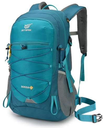 SKYSPER Wanderrucksack 25L, Klein Rucksack mit Rückenbelüftung aus atmungsaktivem 3D Air Mesh Tagesrucksäcke mit Regenschutz für Wandern Outdoor