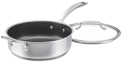 Cuisinart FusionPlus Nonstick Stainless Steel Cookware, 3.5-Quart Sauté Pan with Cover and Helper, PFAS-Free PURELYSEAR Ceramic Non Stick Technology, Scratch Proof, Cool Grip Handles, Dishwasher Safe