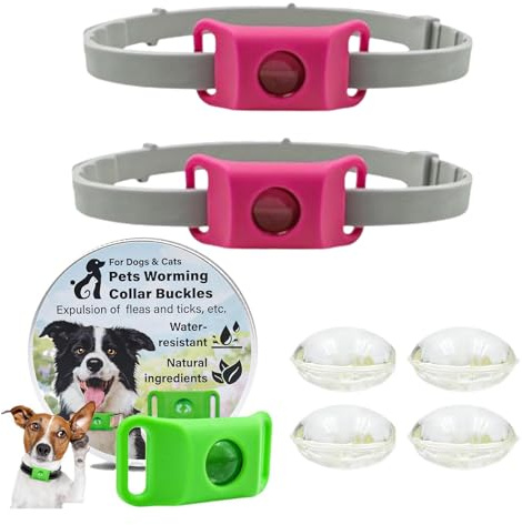 2Pcs Clavya Tags for Dogs, Clavya Flea and Tick Tags, Flea Collar For Dogs, Waterproof Design, Adjustable Size for Small Medium and Large Dogs (red)