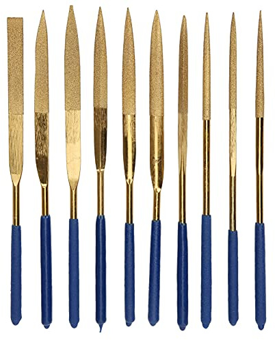 Set di 10 mini lime ad ago con diamanti placcati, lime manuali professionali per la lavorazione del vetro, acciaio, ceramica, strumenti per limatura ad alta temperatura con gomma