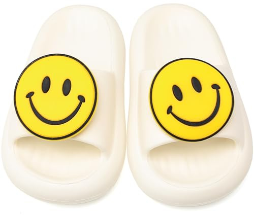 Vunavueya Chanclas de Baño Antideslizantes para Niños y Niñas Sandalias Zapatillas EVA para Baño Playa Piscina Jardín Blanco Smile 22/23 EU_160