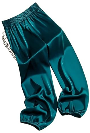 IKFGTJRE Pantaloni Estivi da Donna in Seta Ghiaccio Pantaloni A Campana in Seta Acetato Ghiaccio Fresco Estivo for Le Donne alla Zuava in Raso Larghi Lisci for per Viaggiare