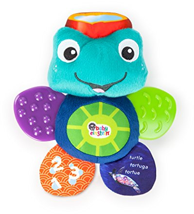 Baby Einstein, sköldpadda musikleksak av plysch, spelar melodier, talar 3 språk, består av mjukt material som är lämpligt att bita